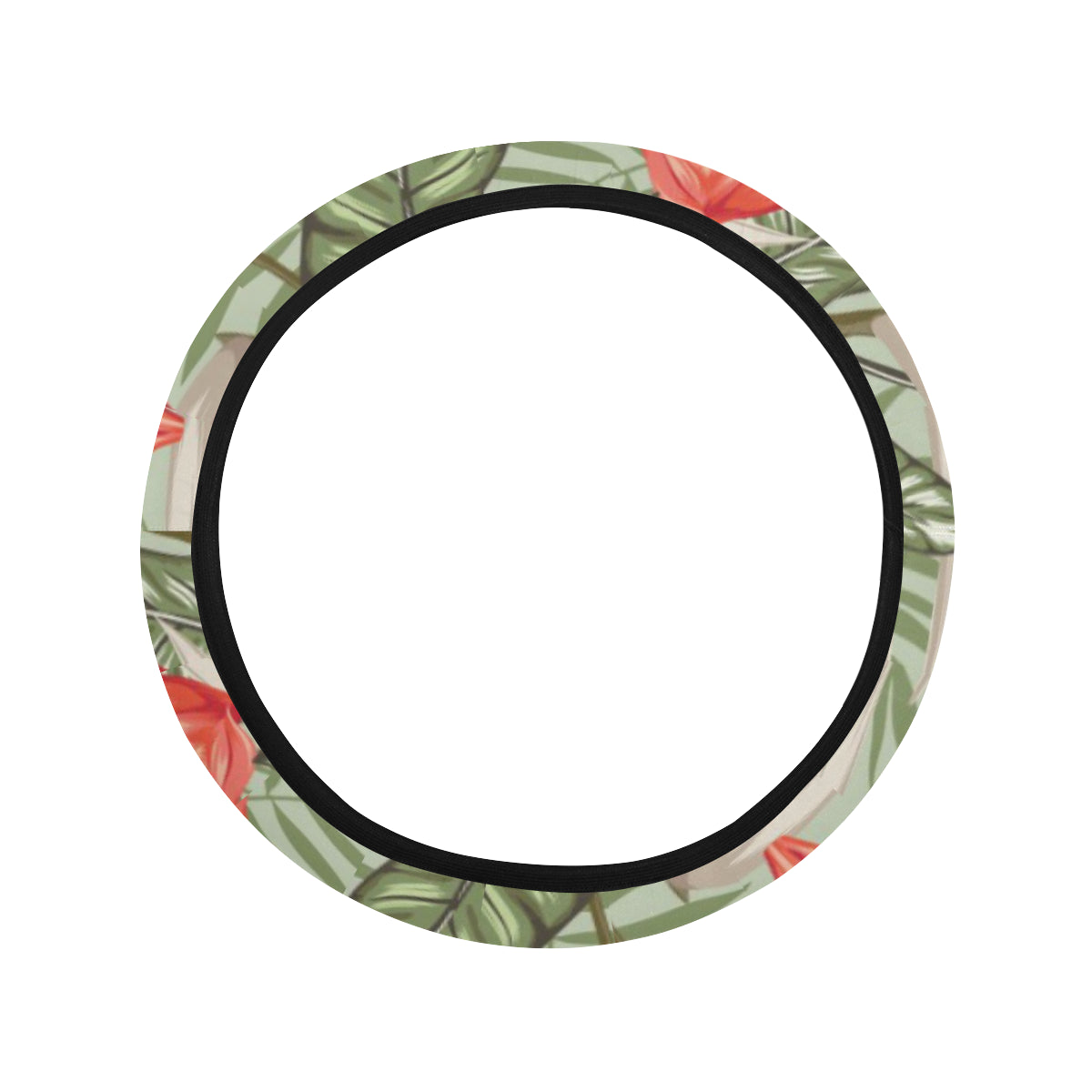 Bird Of Paradise Pattern Print Design BOP08 Steering Wheel Cover with Elastic Edge