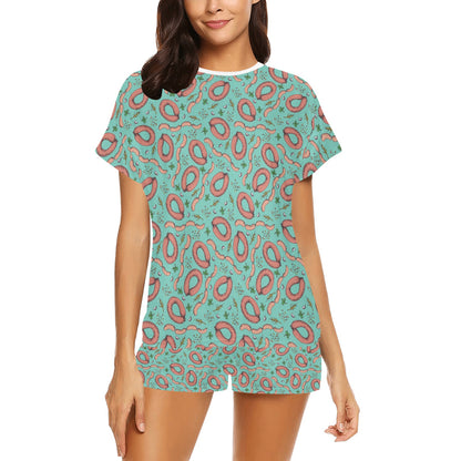 Sausage Print Design LKS303 Women's Short Pajama Set