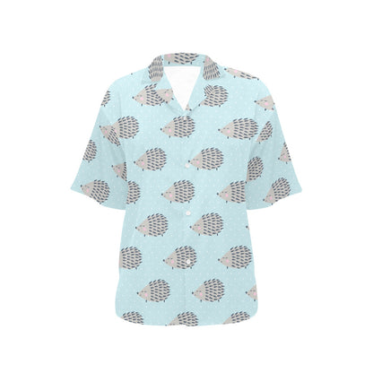 Hedgehog Pattern Print Design 02 Women's Hawaiian Shirt
