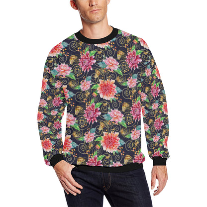 Dahlia Pattern Print Design DH02 Men Long Sleeve Sweatshirt