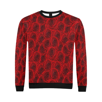 Rose Red Pattern Print Design RO04 Men Long Sleeve Sweatshirt