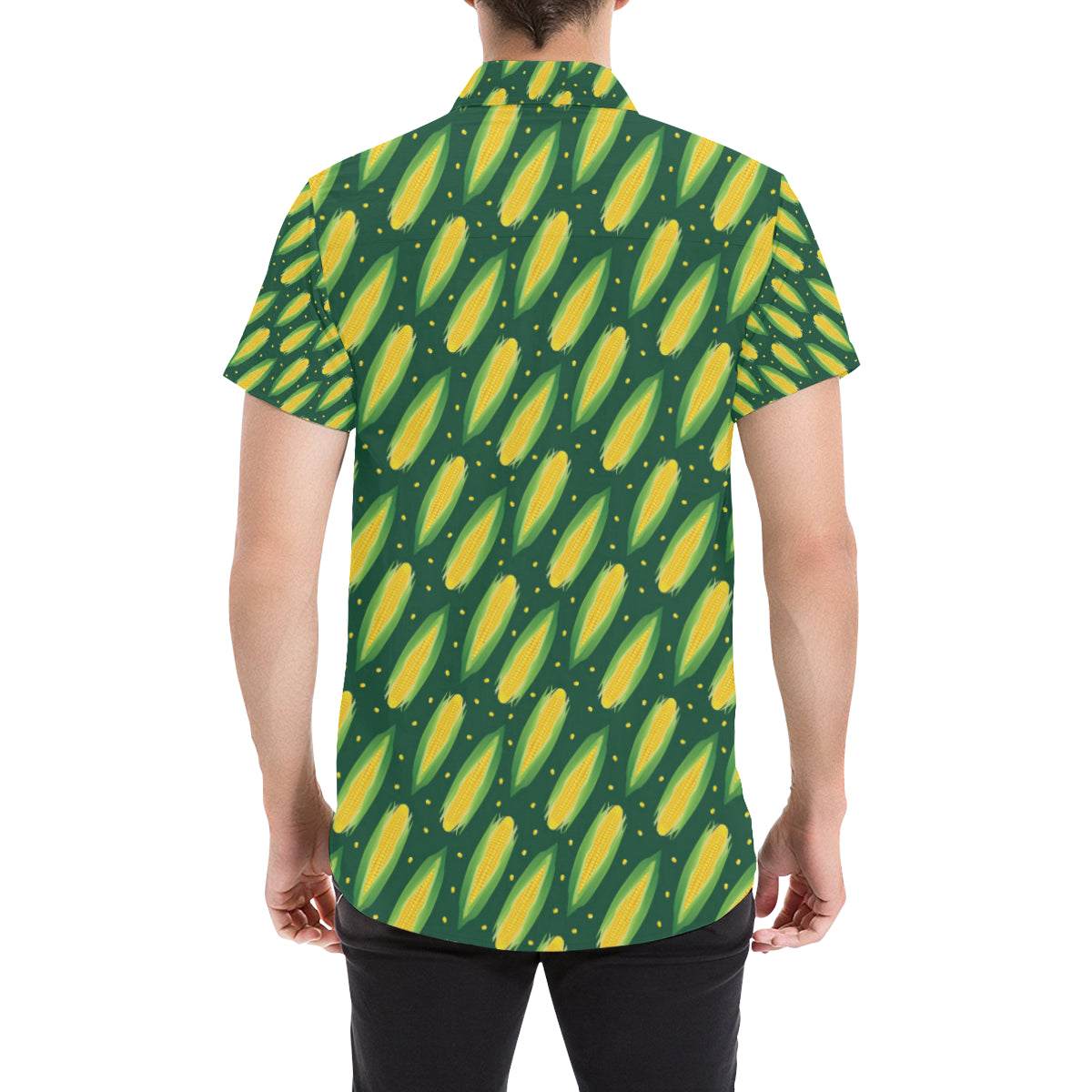 Corn Pattern Print Design 03 Men's Short Sleeve Button Up Shirt