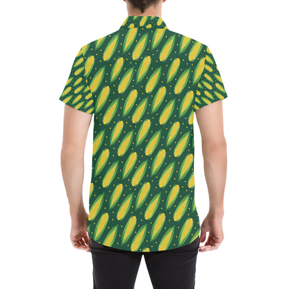 Corn Pattern Print Design 03 Men's Short Sleeve Button Up Shirt