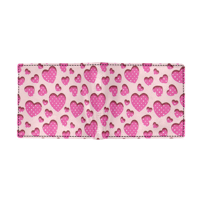 Heart Pink Pattern Print Design HE06 Men's ID Card Wallet