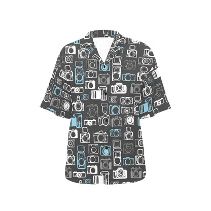 Camera Pattern Print Design 04 Women's Hawaiian Shirt