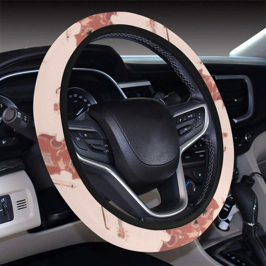 Cello Pattern Print Design 03 Steering Wheel Cover with Elastic Edge