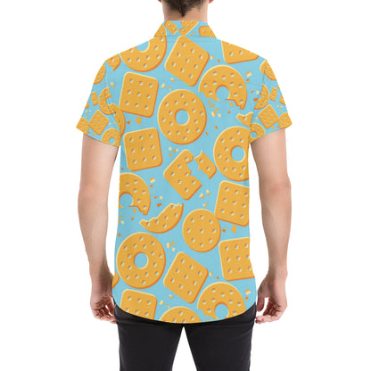 Cracker Pattern Print Design 02 Men's Short Sleeve Button Up Shirt