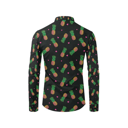 Neon Pineapple Pattern Print Design A04 Men's Long Sleeve Shirt