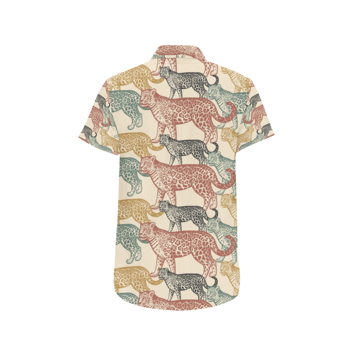 Jaguar Pattern Print Design 01 Men's Short Sleeve Button Up Shirt