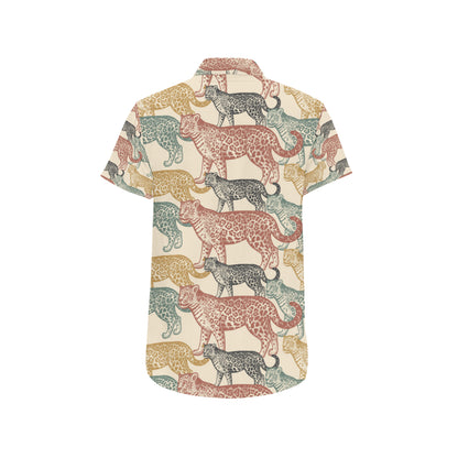 Jaguar Pattern Print Design 01 Men's Short Sleeve Button Up Shirt
