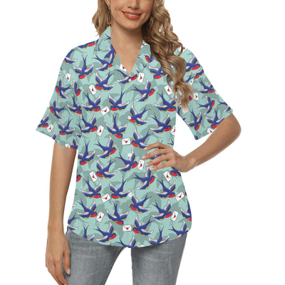 Swallow Bird Pattern Print Design 02 Women's Hawaiian Shirt