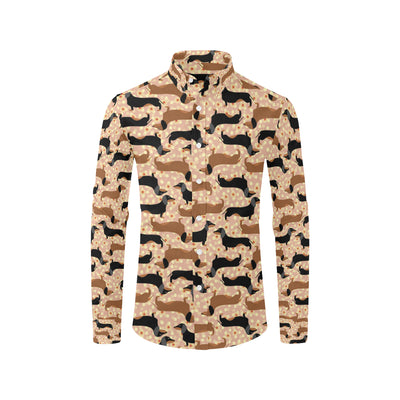 Dachshund Pattern Print Design 011 Men's Long Sleeve Shirt