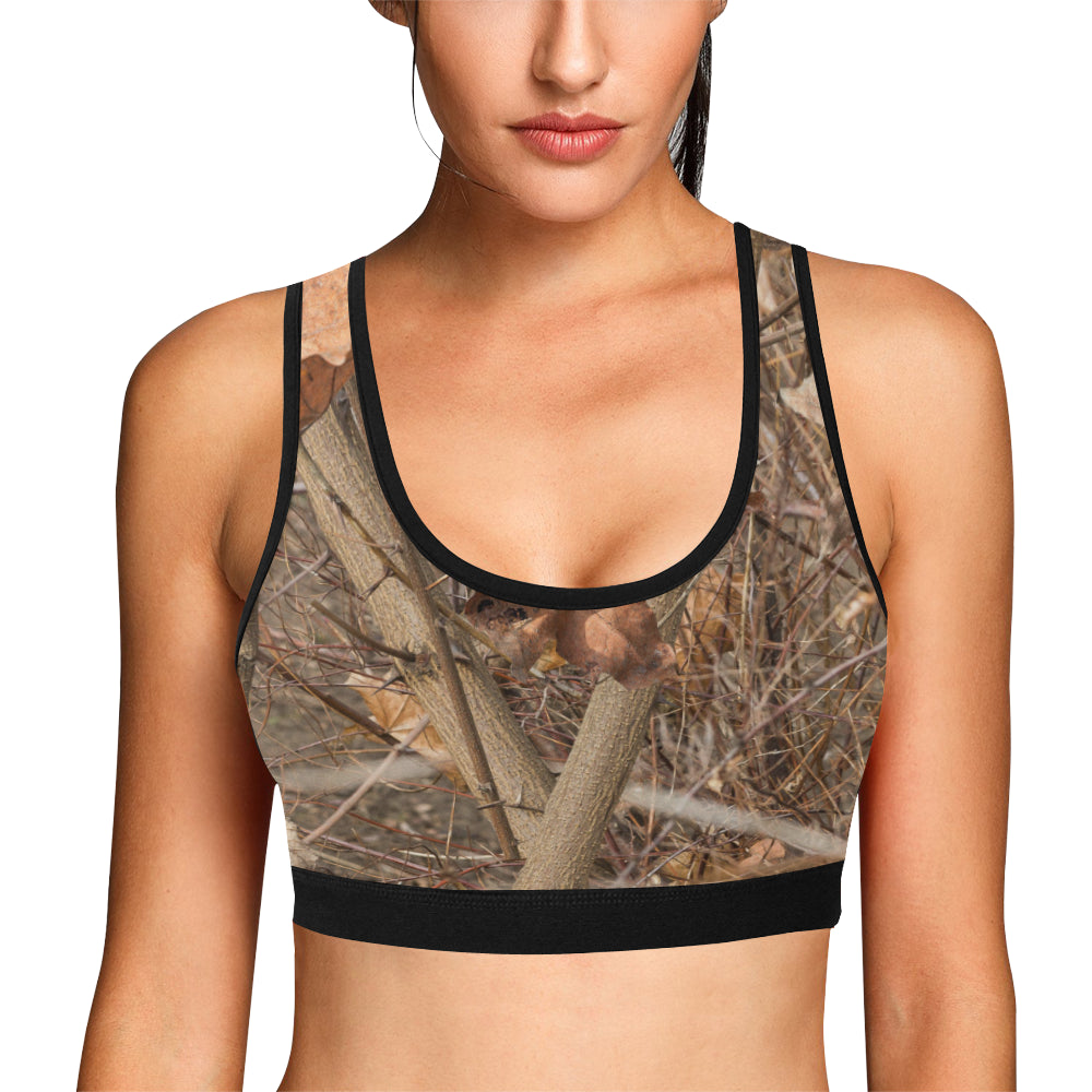 Camo Realistic Tree Forest Autumn Print Sports Bra