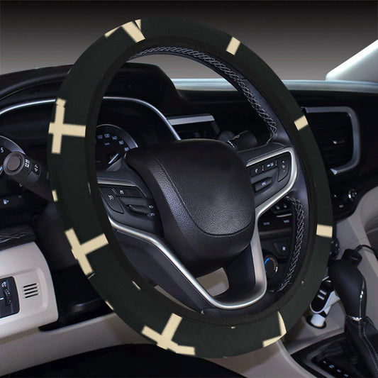 Cross Pattern Print Design 03 Steering Wheel Cover with Elastic Edge