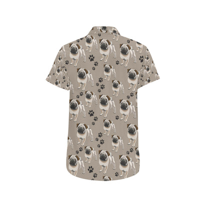 Pug Pattern Print Design A04 Men's Short Sleeve Button Up Shirt
