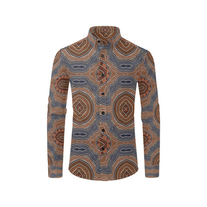 Aboriginal Pattern Print Design 01 Men's Long Sleeve Shirt