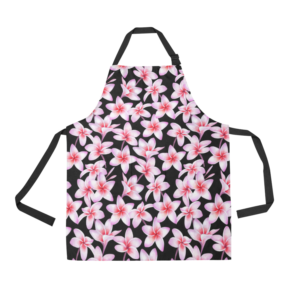 Pink Plumeria Pattern Print Design PM09 Apron with Pocket