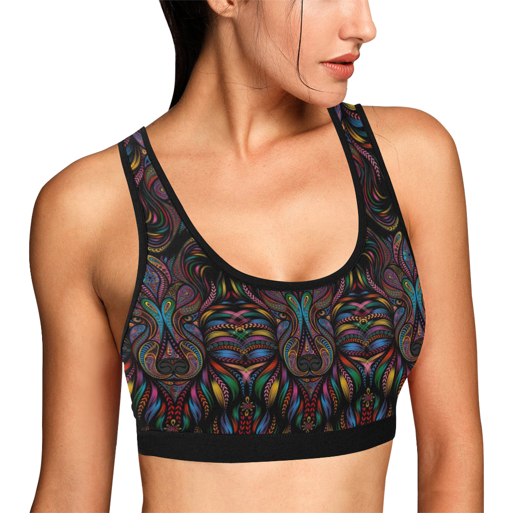Colorful Art Wolf Sports Bra