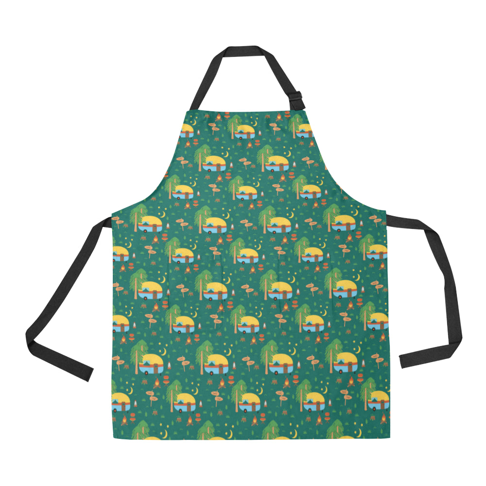 Camping Camper Pattern Print Design 06 Apron with Pocket
