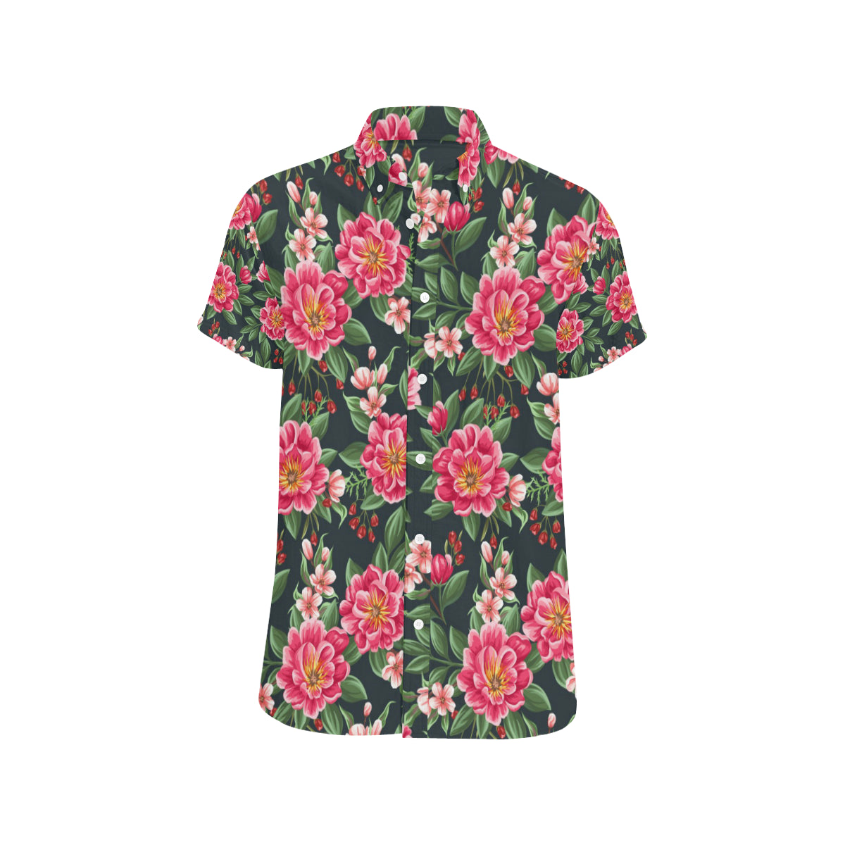 Summer Floral Pattern Print Design SF06 Men's Short Sleeve Button Up Shirt