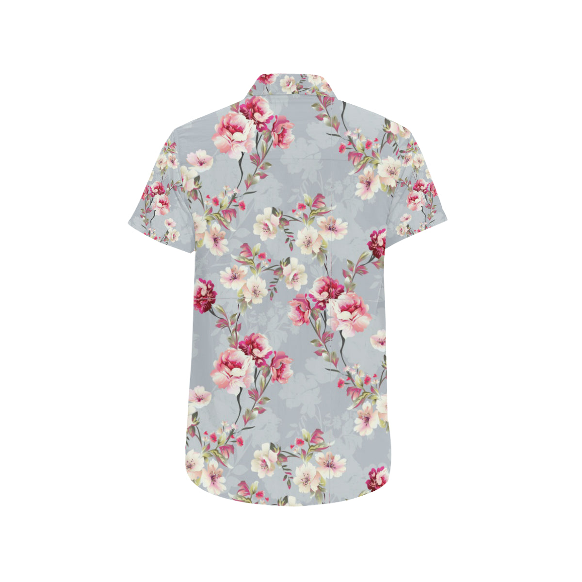 Summer Floral Pattern Print Design SF02 Men's Short Sleeve Button Up Shirt