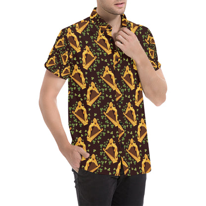 Harp Pattern Print Design 02 Men's Short Sleeve Button Up Shirt