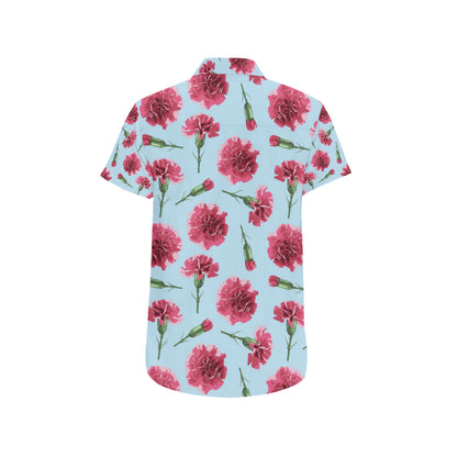Carnations Pattern Print Design CN01 Men's Short Sleeve Button Up Shirt