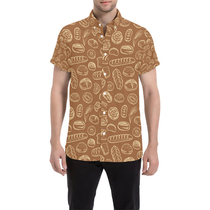 Bread Pattern Print Design 03 Men's Short Sleeve Button Up Shirt