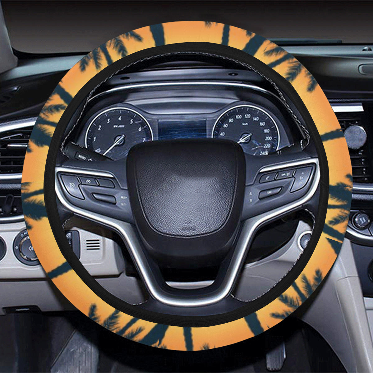 Palm Tree Pattern Print Design PT011 Steering Wheel Cover with Elastic Edge