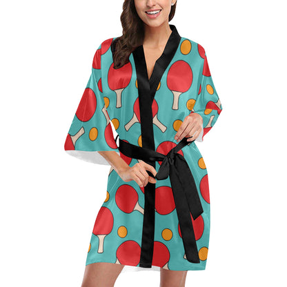 Ping Pong Pattern Print Design A01 Women's Short Kimono