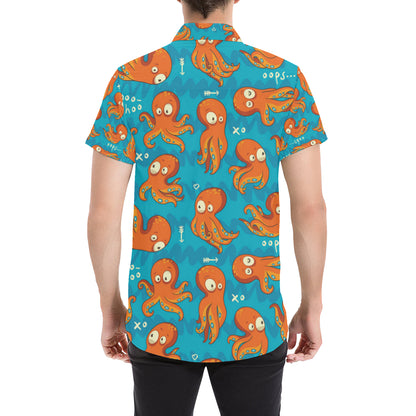 Octopus Pattern Print Design A02 Men's Short Sleeve Button Up Shirt