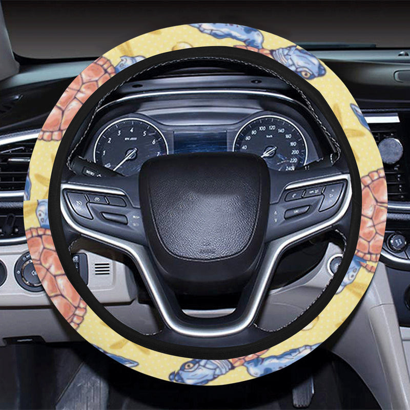 Sea Turtle Pattern Print Design T06 Steering Wheel Cover with Elastic Edge