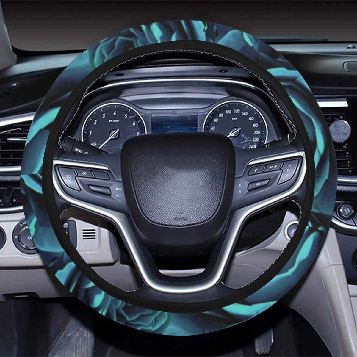 Camellia Pattern Print Design CM04 Steering Wheel Cover with Elastic Edge