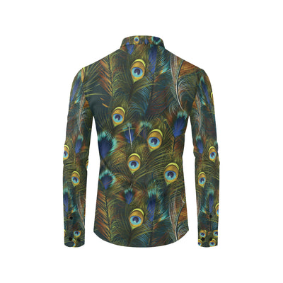 Peacock Feather Pattern Print Design A03 Men's Long Sleeve Shirt