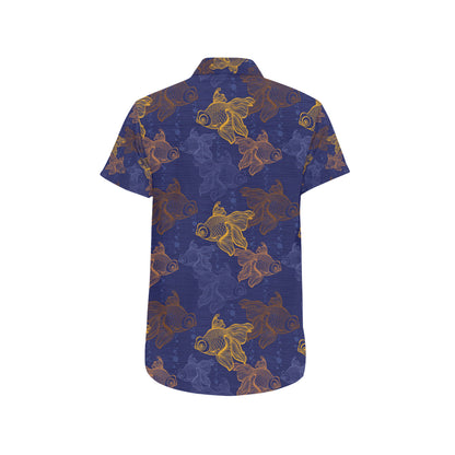 Goldfish Pattern Print Design 01 Men's Short Sleeve Button Up Shirt