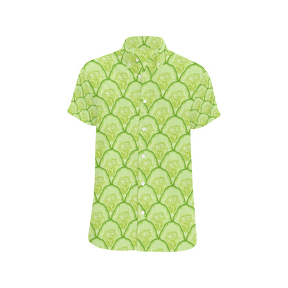 Cucumber Pattern Print Design CC04 Men's Short Sleeve Button Up Shirt