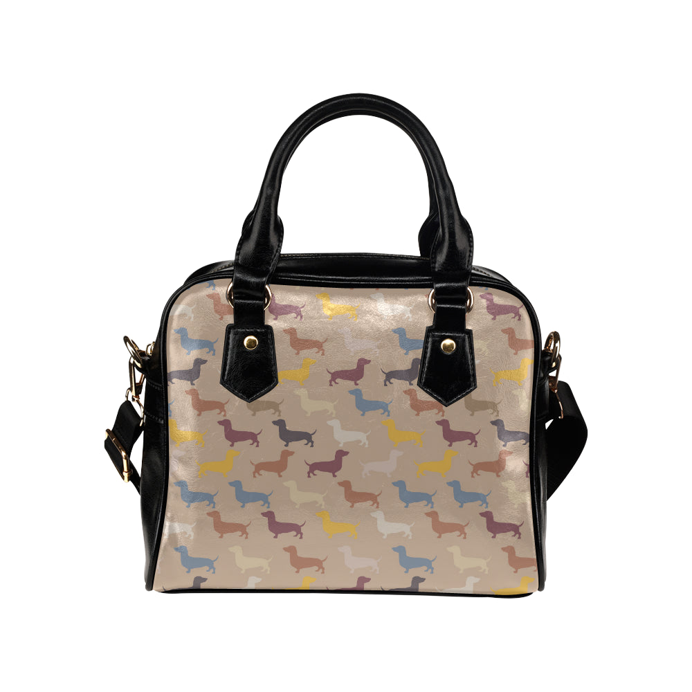 Dachshund Pattern Print Design 03 Shoulder Handbag