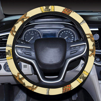 Cowboy Pattern Print Design 04 Steering Wheel Cover with Elastic Edge