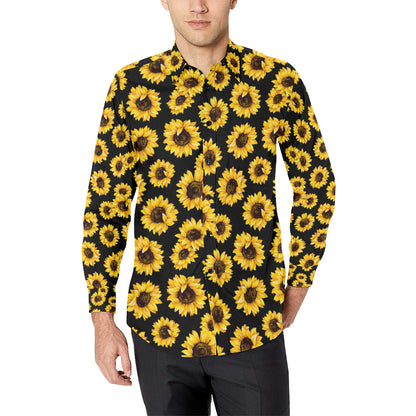 Sunflower Pattern Print Design SF05 Men's Long Sleeve Shirt