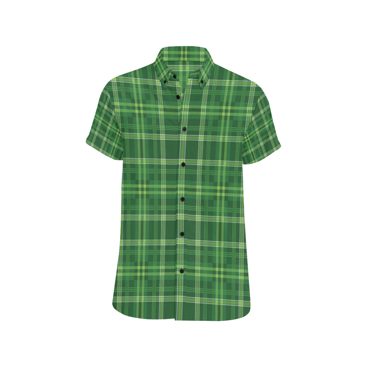 Irish Plaid Pattern Print Design 02 Men's Short Sleeve Button Up Shirt