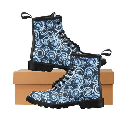 Tie Dye Dark Blue Print Design LKS306 Women's Boots