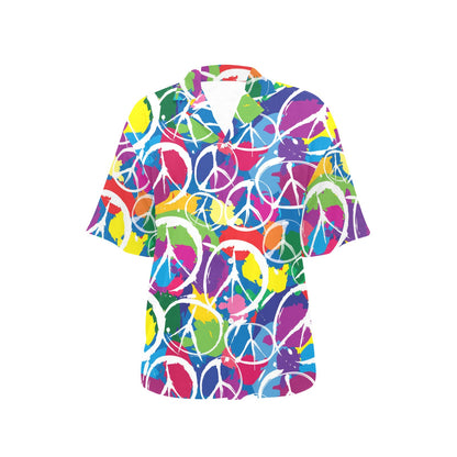 Peace Sign Colorful Pattern Print Design A02 Women's Hawaiian Shirt