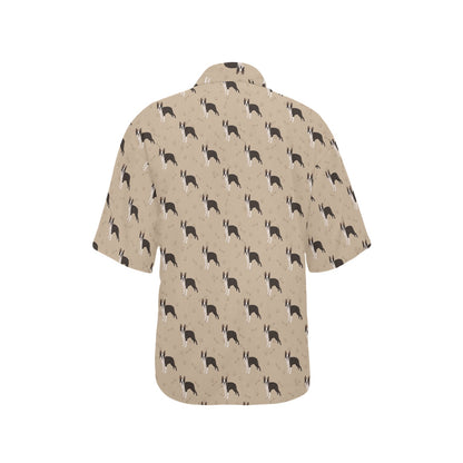 Boston Terrier Pattern Print Design 02 Women's Hawaiian Shirt