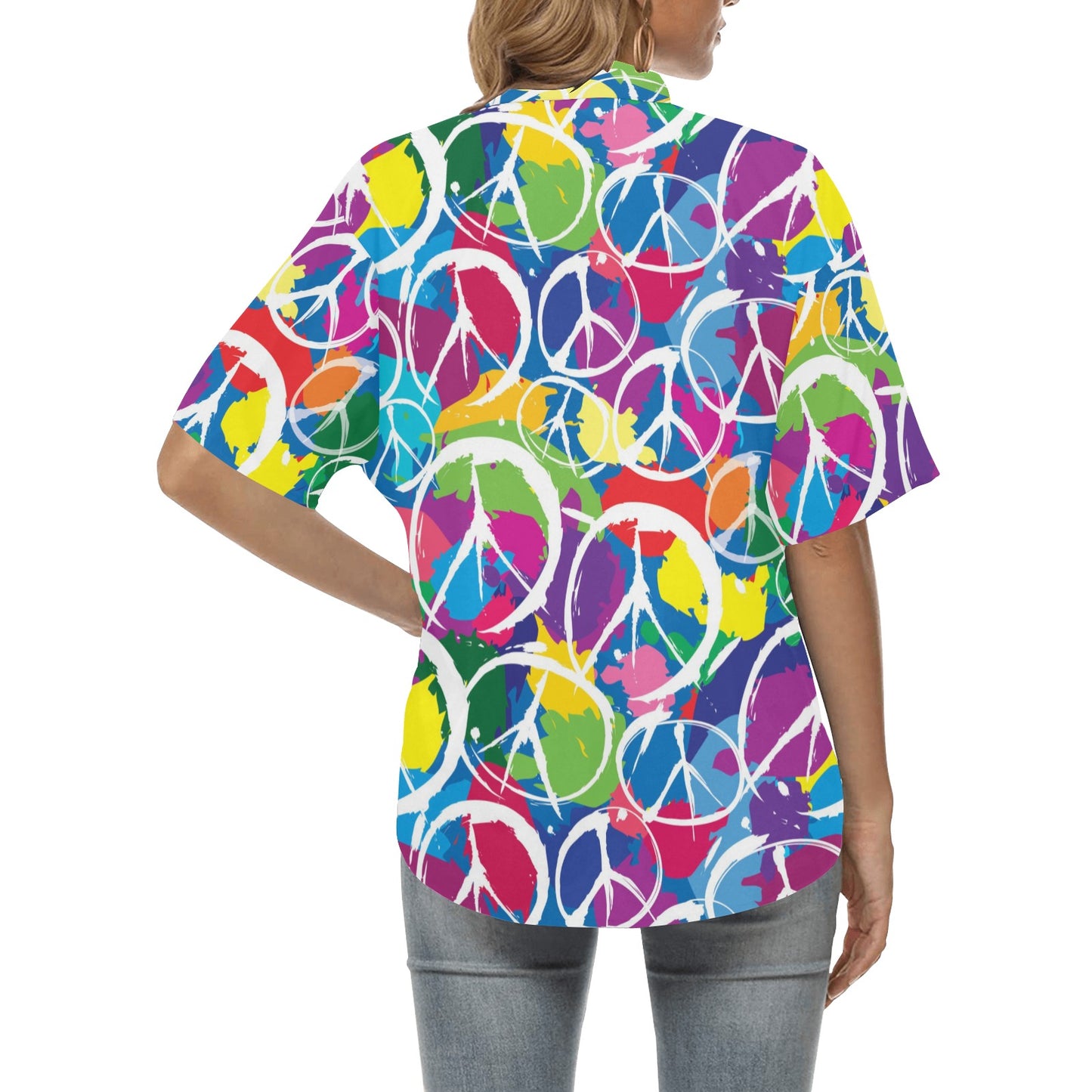 Peace Sign Colorful Pattern Print Design A02 Women's Hawaiian Shirt