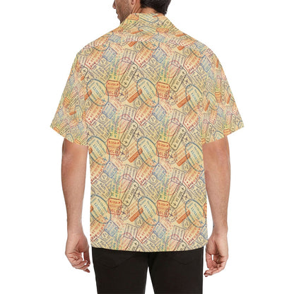 Travel Stamp Print Design LKS302 Men's Hawaiian Shirt