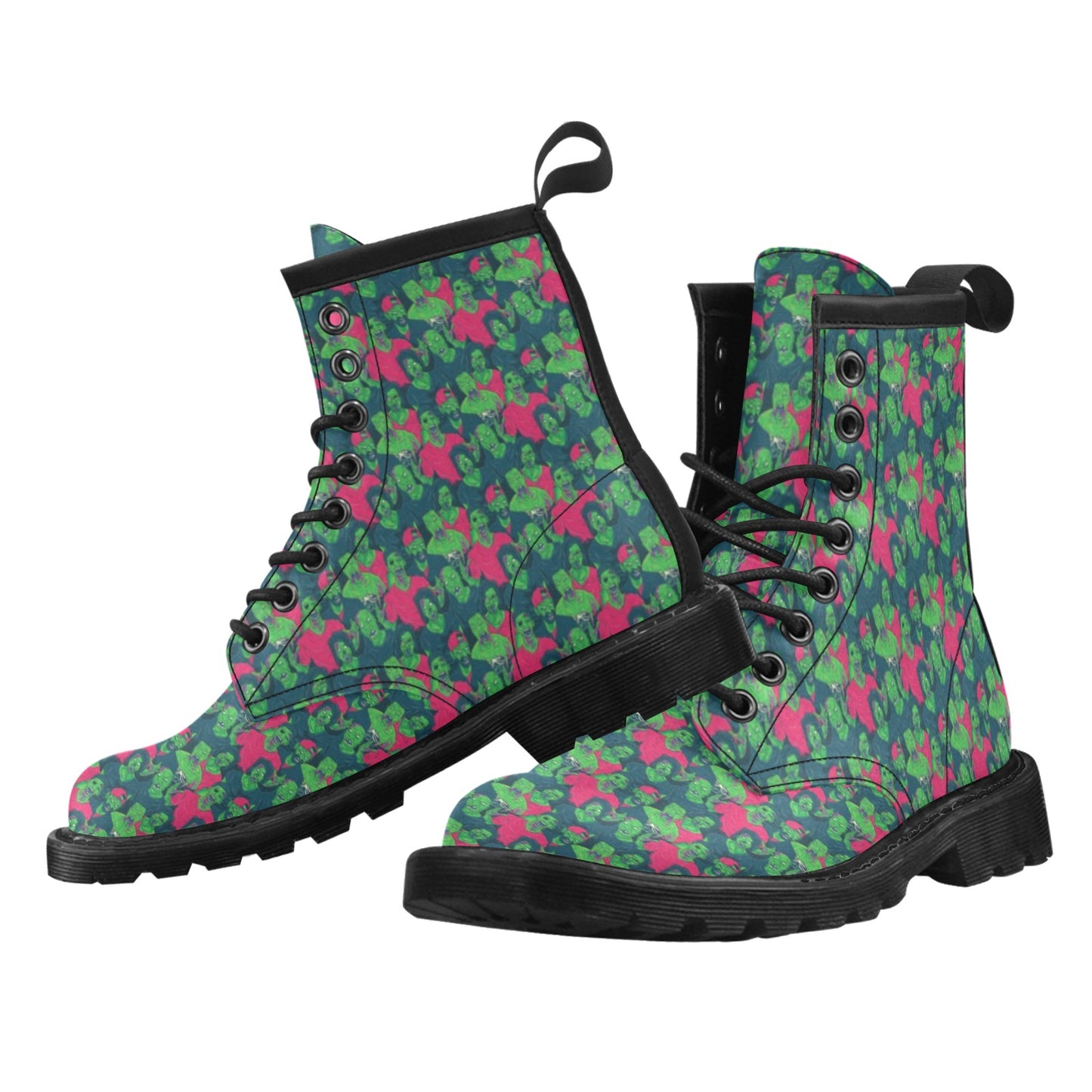 Zombie Themed Design Pattern Print Women's Boots