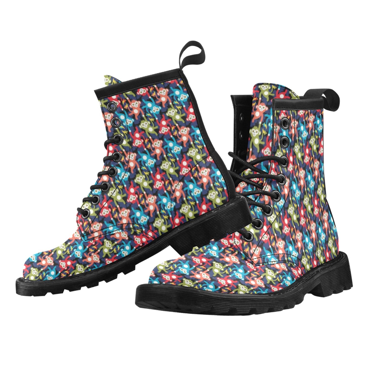 Monkey Colorful Design Themed Print Women's Boots