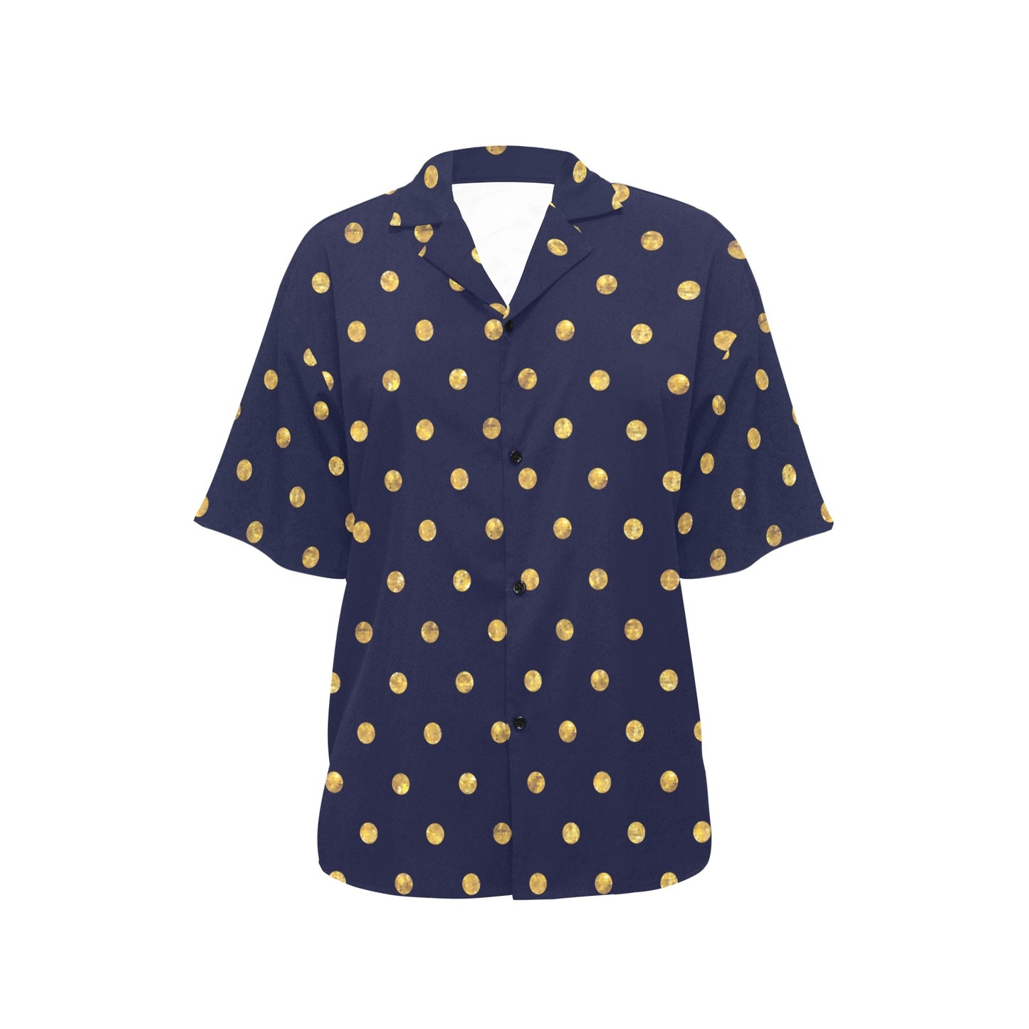 Polka Dot Gold Blue Pattern Print Design 02 Women's Hawaiian Shirt