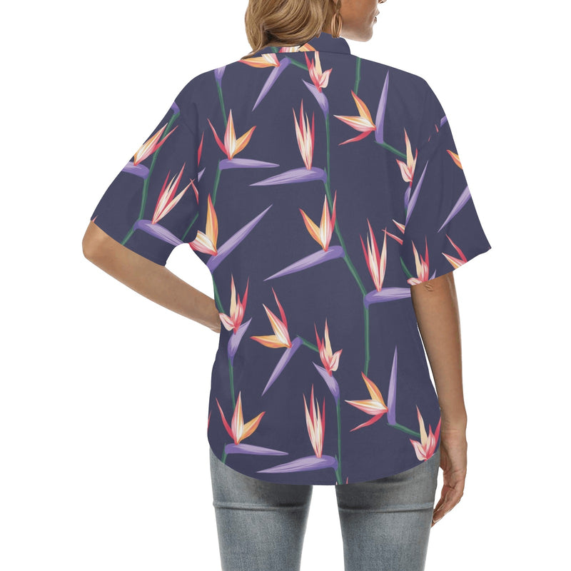 Bird Of Paradise Pattern Print Design BOP015 Women's Hawaiian Shirt