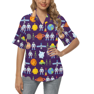 Alien Astronaut Planet Women's Hawaiian Shirt